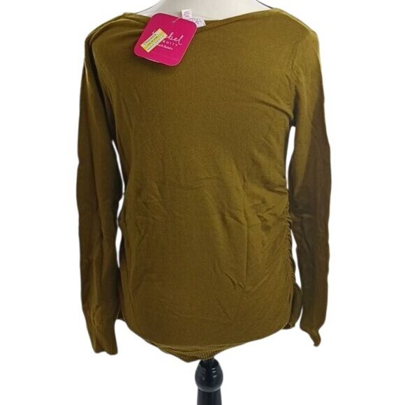 Isabel Maternity Sweater Olive Green Pullover Ruched V Neck Womens Size XS - Picture 5 of 7